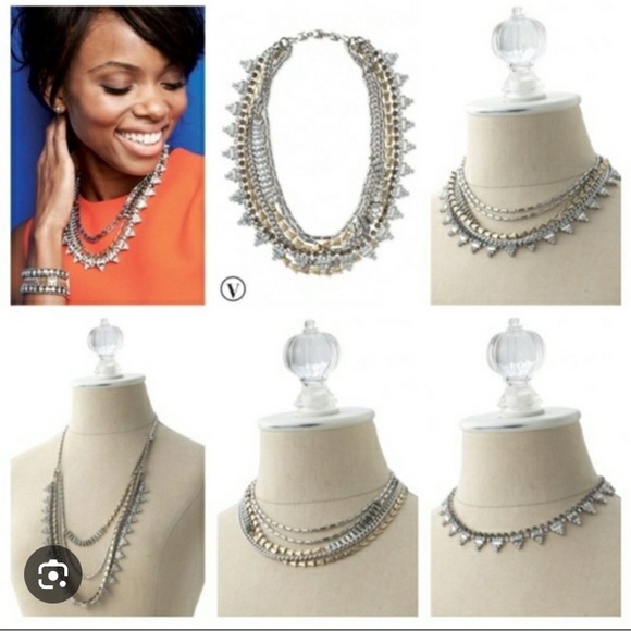 Stella & Dot Sutton Mixed Metal Necklace Five Ways to Style Silver Gold … - Picture 2 of 3